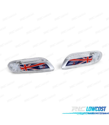 PISCAS LATERAIS PARA MINI COOPER F55 F56 F57 LED UK FLAG VERMELHA AZUL