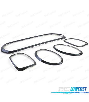 FRISOS FARÓIS E GRELHA MINI F55 F56 F57 LOOK JCW PRETO BRILHANTE