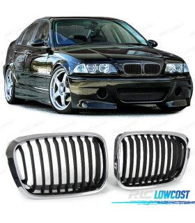 GRELHAS FRONTAIS BMW E46 98-01 LOOK M PRETO CROMADO