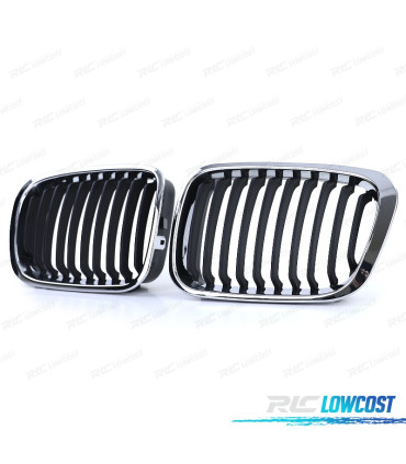 GRELHAS FRONTAIS BMW E46 98-01 LOOK M PRETO CROMADO