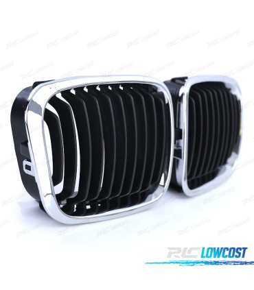 GRELHAS FRONTAIS BMW E46 98-01 LOOK M PRETO CROMADO