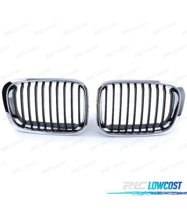 GRELHAS FRONTAIS BMW E46 98-01 LOOK M PRETO CROMADO