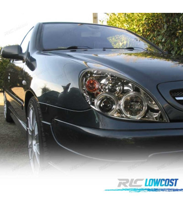 FARÓIS ANGEL EYES PARA CITROEN XSARA 99+ FUNDO CROMADO