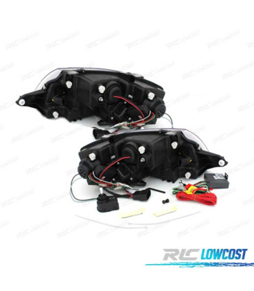 FARÓIS COM LUZ DIURNA LED AUDI TT 98-05 PRETO CLARO