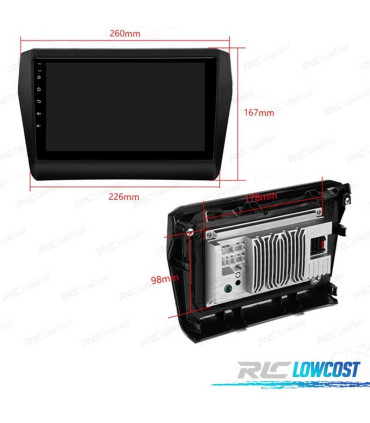 AUTO RADIO GPS ANDROID 12 9" PARA SUZUKI SWIFT 17-22