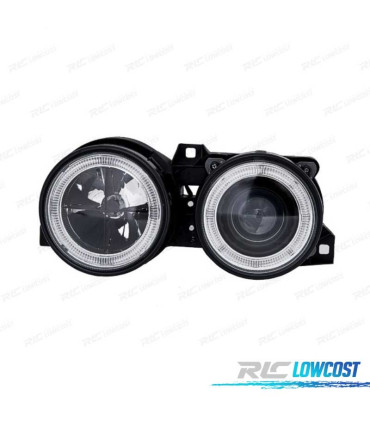 FARÓIS FRENTE ANGEL EYES PARA BMW SERIE 3 E30 FUNDO PRETO