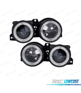 FARÓIS FRENTE ANGEL EYES PARA BMW SERIE 3 E30 FUNDO PRETO