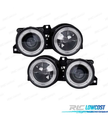 FARÓIS FRENTE ANGEL EYES PARA BMW SERIE 3 E30 FUNDO PRETO