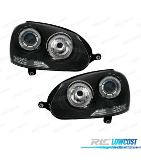 FARÓIS VOLKSWAGEN VW GOLF 5 03-08 ANGEL EYES FUNDO NEGRO