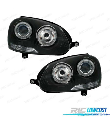 FARÓIS VOLKSWAGEN VW GOLF 5 03-08 ANGEL EYES FUNDO NEGRO