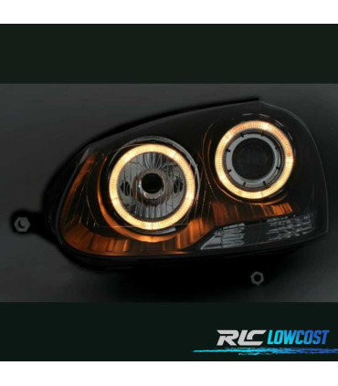 FARÓIS VOLKSWAGEN VW GOLF 5 03-08 ANGEL EYES FUNDO NEGRO
