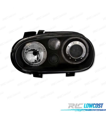 FARÓIS VOLKSWAGEN VW GOLF 4 97-03 ANGEL EYES LOOK R32 FUNDO NEGRO