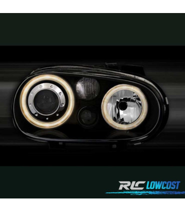 FARÓIS VOLKSWAGEN VW GOLF 4 97-03 ANGEL EYES LOOK R32 FUNDO NEGRO