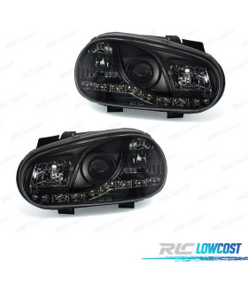 FARÓIS FRENTE LUZ DIURNA LED GOLF IV 4 FUNDO PRETO