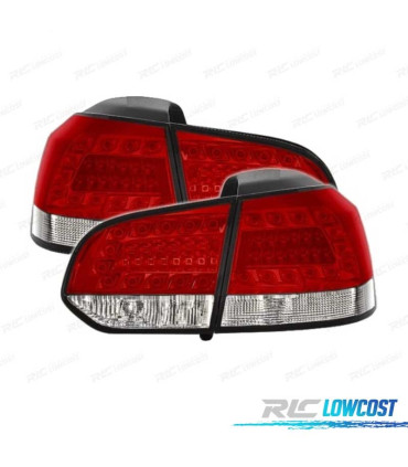 FAROLINS TRASEIROS LED PARA VOLKSWAGEN VW GOLF 6 MK VI 08-12 VERMELHO BRANCO