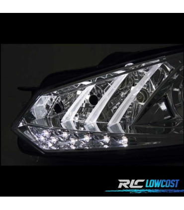 FARÓIS FRENTE LUZ DIURNA PARA VOLKSWAGEN VW GOLF VI 6 FUNDO PRETO