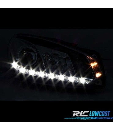 FARÓIS FRENTE DRL VOLKSWAGEN VW GOLF VI 6 FUNDO PRETO