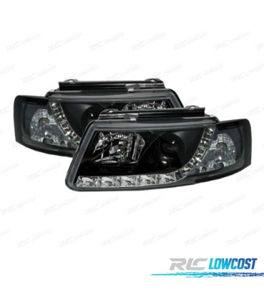 FARÓIS FERNTE LUZ DIURNA LED PARA VOLKSWAGEN VW PASSAT 3B,96-00FUNDO PRETO