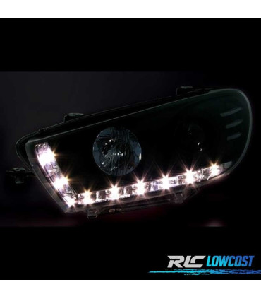FARÓIS FRONTAIS LUZ DIURNA PARA VOLKSWAGEN VW SCIROCCO III FUNDO PRETO