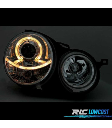 FARÓIS VOLKSWAGEN VW POLO 9N 01-05 ANGEL EYES FUNDO NEGRO