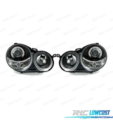 FARÓIS VOLKSWAGEN VW POLO 9N 01-05 ANGEL EYES FUNDO NEGRO