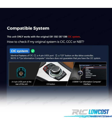 AUTO RADIO GPS ANDROID 13 BMW E81 E82 E87 E88 06-12 CIC