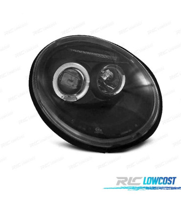 FARÓIS FRONTAIS ANGEL EYES PARA VOLKSWAGEN VW BEETLE.98-05 FUNDO PRETO