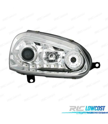 FARÓIS VOLKSWAGEN VW GOLF MK5 03-08 LUZ DIURNA LED FUNDO CROMADO