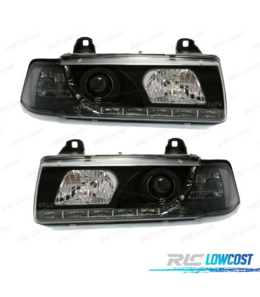 FARÓIS FRONTAIS LUZ DIURNA LED PARA BMW SERIE 3 E36 COUPE + CABRIO FUNDO PRETO