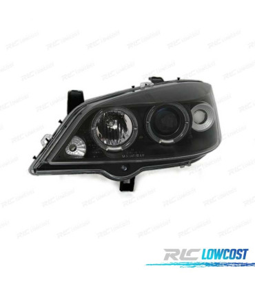 FARÓIS FRONTAIS ANGEL EYES PARA OPEL ASTRA G 97-04 FUNDO PRETOS H1 H1