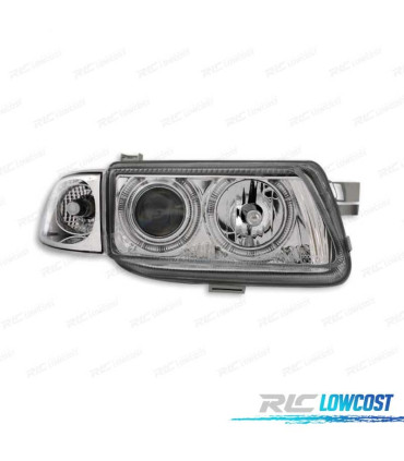 FARÓIS FRONTAIS ANGEL EYES PARA OPEL ASTRA F FUNDO CROMADO H1-H7