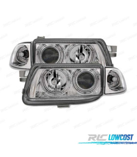 FARÓIS FRONTAIS ANGEL EYES PARA OPEL ASTRA F FUNDO CROMADO H1-H7
