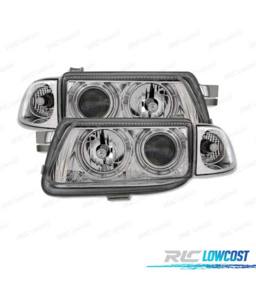 FARÓIS FRONTAIS ANGEL EYES PARA OPEL ASTRA F FUNDO CROMADO H1-H7