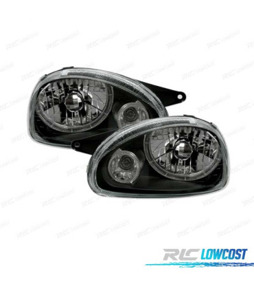 FARÓIS FRONTAIS ANGEL EYES CORSA B 93-00 FUNDO PRETO H4
