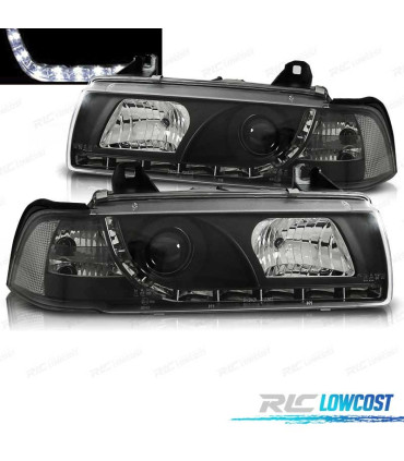 FARÓIS BMW E36 90-99 LUZ DIURNA FUNDO NEGRO