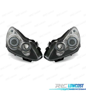FARÓIS FRONTAIS PARA OPEL CORSA D ANGEL EYES 06 FUNDO PRETO