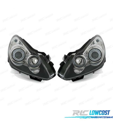 FARÓIS FRONTAIS PARA OPEL CORSA D ANGEL EYES 06 FUNDO PRETO