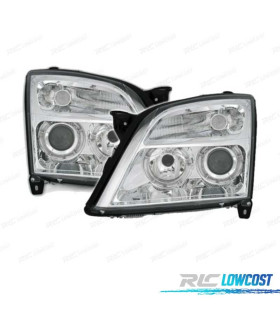 FARÓIS FRONTAIS ANGEL EYES OPEL VECTRA C 02-05 E OPEL SIGNUM 03-05 FUNDO CROMADO