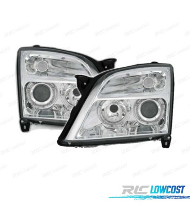 FARÓIS FRONTAIS ANGEL EYES OPEL VECTRA C 02-05 E OPEL SIGNUM 03-05 FUNDO CROMADO