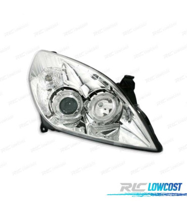 FARÓIS FRONTAIS ANGEL EYES PARA OPEL VECTRA C 05-08 E OPEL SIGNUM 05-08 FUNDO CROMADO