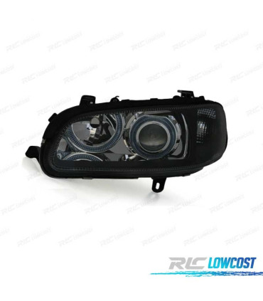 FARÓIS FRONTAIS ANGEL EYES PARA OPEL OMEGA B 94-99 FUNDO PRETO