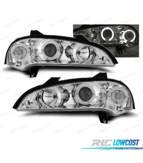 FARÓIS FRONTAIS ANGEL EYES PARA OPEL TIGRA 94-00. FUNDO CROMADO