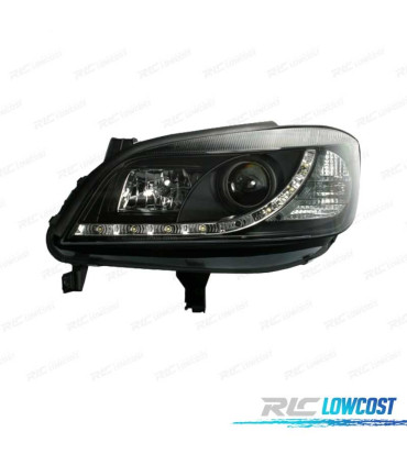 FARÓIS FRONTAIS LUZ DIURNA LED PARA OPEL ZAFIRA 99-05 PRETO