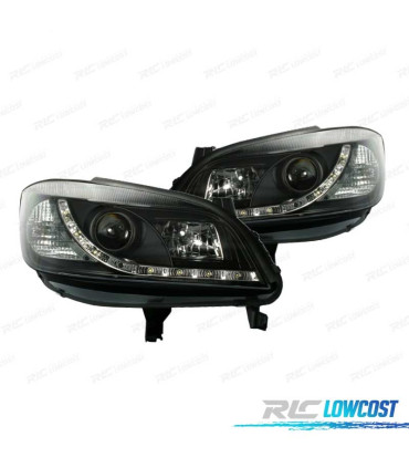 FARÓIS FRONTAIS LUZ DIURNA LED PARA OPEL ZAFIRA 99-05 PRETO