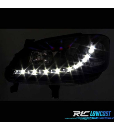 FARÓIS FRONTAIS LUZ DIURNA LED PARA OPEL ZAFIRA 99-05 PRETO