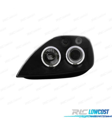 FARÓIS FRONTAIS ANGEL EYES PARA FORD FIESTA MK6 FUNDO PRETO