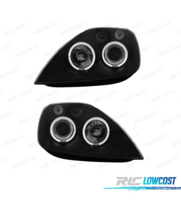 FARÓIS FRONTAIS ANGEL EYES PARA FORD FIESTA MK6 FUNDO PRETO