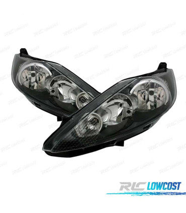 FARÓIS FRONTAIS PARA FORD FIESTA MK7. FUNDO PRETO