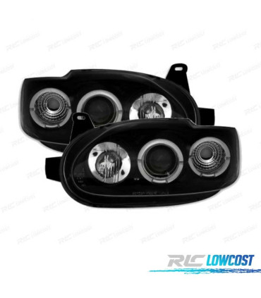 FARÓIS FRONTAIS ANGEL EYES PARA FORD ESCORT MK 6 E 7 FUNDO PRETO