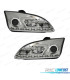 FARÓIS FRONTAIS PARA FORD FOCUS MK2 LUZ DIURNA LED 5W FUNDO CROMADO